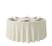 Urby 120'' Ivory Round Tablecloth for 5-6ft Round Folding Table That Seats 6-8 Guests, Mantel Redondo Para Mesa De 6 Sillas, Ideal for Party, Wedding, Banquet and Events.