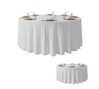 Urby 120'' White Round Tablecloth for 5-6ft Round Folding Table That Seats 6-8 Guests, Mantel Redondo Para Mesa De 6 Sillas, Ideal for Party, Wedding, Banquet and Events. 2Pack
