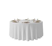 Urby 120'' White Round Tablecloth for 5-6ft Round Folding Table That Seats 6-8 Guests, Mantel Redondo Para Mesa De 6 Sillas, Ideal for Party, Wedding, Banquet and Events.