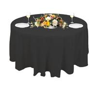 Urby 90'' Black Round Tablecloth for 4ft Round Folding Table That Seats 4-6 Guests, Mantel Redondo Para Mesa De 4 Sillas, Ideal for Home or Events Such as Cocktail Party.