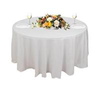 Urby 90'' White Round Tablecloth for 4ft Round Folding Table That Seats 4-6 Guests, Mantel Redondo Para Mesa De 4 Sillas, Ideal for Home or Events Such as Cocktail Party.