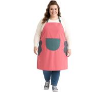 Urby Kitchen Cooking Aprons for Women with Pockets Plus Size with Hand Wiper Round Pockets,Ideal For XL XXL or Waist W38+. Extra Large and Long. Use As Full Coverage apron(Pink)