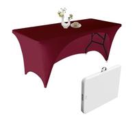 Urby Open Back Elastic Table Clothes For 6 Foot Rectangle Tables Fits 6ft Folding Tables From Lifetime, COSCO, Mainstays and Others. Heavy-duty Stretchy Wrinkle Resistant Spandex. Burgundy.