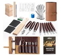 URBZUE 30PCS Wood Carving Kit, CV-R Whittling Knife Set with Wood Blocks, Deluxe Woodworking Tools Set with PU Leather Storage Case, Beginner Friendly DIY Craft Kit for Adults & Kids, Gift Idea
