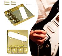 URCheers Retro Electric Guitar Bridge Plate Vintage 6 String Telecaster Bridge with Standard Saddles ABR Bridge (Gold)
