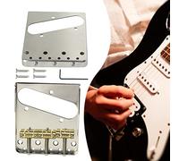 URCheers Retro Electric Guitar Bridge Plate Vintage 6 String Telecaster Bridge with Standard Saddles ABR Bridge (Silver)