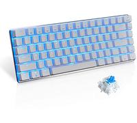 UrChoiceLtd AK33 Backlit Usb Wired Gaming Mechanical Keyboard Blue Black Switches for Office, Typists and Play Games (Blue Switch, White)