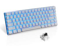 UrChoiceLtd AK33 Blue LED Backlit Anti-Ghosting USB Wired Mechanical Gaming Keyboard Black Switches for Office, Typists and Play Games (Black Switch, White)