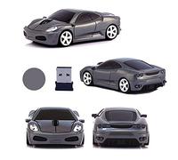 UrChoiceLtd® Car Mouse, 2.4GHz Wireless Mouse 3D 1600DPI Sports Racing Car Shape Optical Usb Cordless Gaming Mouse with Headlight and Tail Light-Up (Grey)