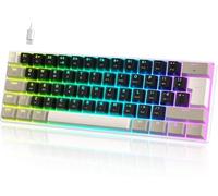 UrChoiceLtd MK21 Gaming Keyboard, 60% Percent Wired Mechanical Keyboard, 61 Keys Compact UK Layout, Hot Swappable, RGB Backlit, Anti-ghosting, Blue Switch, for PC/MAC/Gamer/Office/Typist - Milk Shake