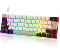 UrChoiceLtd MK21 Gaming Keyboard, 60% Percent Wired Mechanical Keyboard, 61 Keys Compact UK Layout, Hot Swappable, RGB Backlit, Anti-ghosting, Red Switch, for PC/MAC/Gamer/Office/Typist - Star White