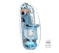 UrChoiceLtd T900 Wireless Bluetooth Mouse, Multi-Device Slim Cordless Mouse (Dual-mode: BT 5.1/5.2+2.4G), 400mAh Battery 2400 DPI Transparent Optical USB Mice for Notebook, PC, Mac, Laptop (Blue)