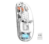 UrChoiceLtd T900 Wireless Bluetooth Mouse, Multi-Device Slim Cordless Mouse (Dual-mode: BT 5.1/5.2+2.4G), 400mAh Battery 2400 DPI Transparent Optical USB Mice for Notebook, PC, Mac, Laptop (White)