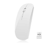 UrChoiceLtd® Wireless Mouse, 2.4GHz, USB, Optical, White, 3-Button, 1600 DPI, Ambidextrous, 10m Range, 2 AA Batteries (Not Included), Compatible with Windows, Mac, Linux, PC, Laptop