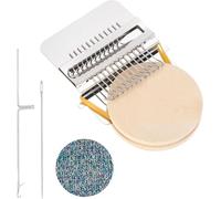 URCHUZE 12-Hook Wooden Mini Darning Loom, Knitting Repair Machine with Needles, for Professional Fabric and Denim Mending, Weaving Craft Tool