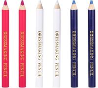 URCHUZE 6-Pack Water Soluble Fabric Marking Pencils & Tailors Chalk for Sewing, Dressmaking, Quilting, Embroidery and DIY Crafts - Red, Blue, White