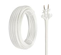 URCIANOW 0.75mm 2 core Mica Cable 10M High Temp Wire Insulated 500 Degrees Celsius High Temperature Braided Wire Cable White