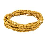 URCIANOW 10M 2x0.75mm 2 core Vintage Styled British Gold Coloured Cloth Covered Braided cable lighting lamp flex Tinned Copper 18gauge Vintage light Cable for DIY Lamps Industrial