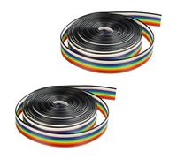 URCIANOW 2PCS 3M 10 Pin Ribbon Cable 28AWG Rainbow IDC Wire Dupont Wire Flat Cable for 2.54mm Connectors, 1.27 Pitch