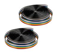 URCIANOW 2PCS 5M 10 Pin Ribbon Cable 28AWG Rainbow IDC Wire Dupont Wire Flat Cable for 2.54mm Connectors, 1.27 Pitch