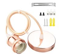 URCIANOW Ceiling Pendant Light Fitting Rose Gold Vintage Style E27 Screw Lamp Holder with 100cm Braided Flex Cable Free Adjustment Lock Ring IP44 Waterproof light fittings ceilings 1 Pack