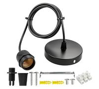 urcianow IP65 Waterproof Pendant Light E27 Holder 100cm Adjustable Black Cord Hanging Lamp Fixture, Industrial Metal Ceiling Rose for Indoor & Outdoor Kitchen Porch Patio Bar 1 Pack