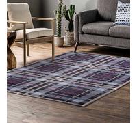 Urco Tartan Check Rug Blue