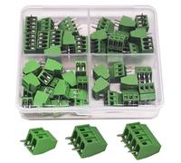Urcollections 50 Pcs 2.54mm Pitch Screw Terminal Block Kit 2/3/4 Pin PCB Mount Connectors for Arduino/Raspberry Pi 6A 150V 18-26AWG Wire 2P 3P 4P Mixed Pack