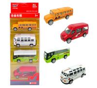 URDAKBX 4PCS Toy Bus With Gift Box, Alloy Diecast Pull Back Vehicles, Mini Metal Cars Model, City Bus Toy Car for Boys and Girls