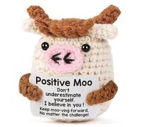 URDAKBX Highland Cow Soft Knitted Wool Doll with Positive Gift Card - Funny Decoration and Encouragement Gift for Women Boys Girls Friends Party