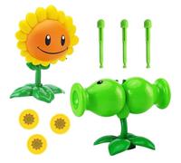 URDAKBX Plants and Zombies 2-Pack Sunflower & Peashooter PVC Action Figures with Shooting Feature for Kids, Fans Birthday, Christmas