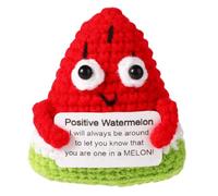 URDAKBX Positive Gifts,Positive Watermelon,Mini Funny Knitted Watermelon Crochet,Emotional Support Toy Uplifting Gifts Dolls,Support Fruit Inspirational Gifts for Man & Woman