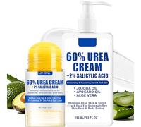 Urea Cream 60% for Feet with 2% Salicylic Acid, 2PCS Foot Cream Stick for Cracked Heels and Dry Skin, Intensive Cracked Heel Repair, Vegan Foot Moisturiser (2, Urea Foot Cream Stick & Lotion)