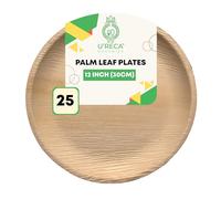 U'reca Organics Eco-Friendly Areca Palm Leaf Round Plates | 12" - Pack of 25 | Best for Dinner Parties, Buffet Spreads & Special Events | Heavy-Duty, Leakproof, Compostable