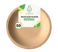U'reca Organics Eco-Friendly Areca Palm Leaf Round Plates | 4" - Pack of 50 | Ideal for Tapas, Dessert Platters & Mini Appetizers | Compostable, Tree-Free, Sturdy
