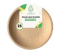 U'reca Organics Eco-Friendly Areca Palm Leaf Round Plates | 6" - Pack of 25 | Perfect for Pastries, Cupcakes & Small Bites | Heavy-Duty, Natural, Plastic-Free