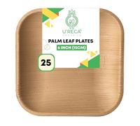 U'reca Organics Eco-Friendly Areca Palm Leaf Square Plates | 6" - Pack of 25 | Ideal for Pastries, Cupcakes & Small Snacks | Heavy-Duty, Natural, Plastic-Free