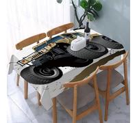 UREJD Table Cloth Rectangle 60x90 in Wipe Clean Tablecloth Water Resistant Table Cover for Kitchen,3d picture car breaks through the wall，Hummer on the Rampage Flying High with a Pi,Party Decorations