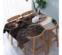 UREJD Table Cloth Rectangle 60x90 in Wipe Clean Tablecloth Water Resistant Table Cover for Kitchen,Animals, two cute Australian koalas embrace together, on black background,Party Decorations
