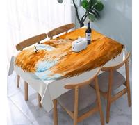 UREJD Table Cloth Rectangle 60x90 in Wipe Clean Tablecloth Water Resistant Table Cover for Kitchen,Animal decor, cute fox sleep deeply funny creature,Party Decorations