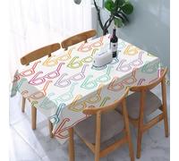 UREJD Table Cloth Rectangle 60x90 in Wipe Clean Tablecloth Water Resistant Table Cover for Kitchen,Art, repeat design of colored glasses on white background, creating a lively and s,Party Decorations
