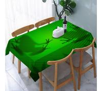 UREJD Table Cloth Rectangle 60x90 in Wipe Clean Tablecloth Water Resistant Table Cover for Kitchen,Animal Decor,Frog Shadow Silhouette on The Banana Tree Leaf in Tropical Lands Jung,Party Decorations