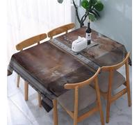 UREJD Table Cloth Rectangle 60x90 in Wipe Clean Tablecloth Water Resistant Table Cover for Kitchen,Aging window art, the surface of worn double windows, covered with rust and bronze,Party Decorations