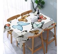 UREJD Table Cloth Rectangle 60x90 in Wipe Clean Tablecloth Water Resistant Table Cover for Kitchen,Art watercolor butterfly drawing, various colorful butterflies forming charming re,Party Decorations