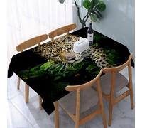 UREJD Table Cloth Rectangle 60x90 in Wipe Clean Tablecloth Water Resistant Table Cover for Kitchen,Animal, a majestic spotted jaguar through lush greenery，Staring around in the bush,Party Decorations