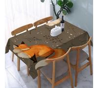 UREJD Table Cloth Rectangle 60x90 in Wipe Clean Tablecloth Water Resistant Table Cover for Kitchen,amazing stylish hand drawn seamless pattern. Forest orange fox and cute soft bunny,Party Decorations