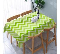 UREJD Table Cloth Rectangle 60x90 in Wipe Clean Tablecloth Water Resistant Table Cover for Kitchen,Alternating green and white zigzag repetition design creates a lively visual effec,Party Decorations