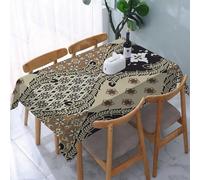 UREJD Table Cloth Rectangle 60x90 in Wipe Clean Tablecloth Water Resistant Table Cover for Kitchen,Art, intricate flowers, leaves and geometric shapes pattern background design illu,Party Decorations