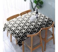 UREJD Table Cloth Rectangle 60x90 in Wipe Clean Tablecloth Water Resistant Table Cover for Kitchen,Abstract sacred geometry black and white gradient flower of life halftone pattern,Party Decorations