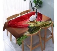 UREJD Table Cloth Rectangle 60x90 in Wipe Clean Tablecloth Water Resistant Table Cover for Kitchen,Animal decoration, lady finds her frog prince, lips ready to kiss frog prince, wea,Party Decorations